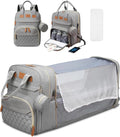 3-in-1 Diaper Bag Backpack – Foldable Baby Bed & USB Charging