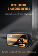 Intelligent 12V Car Battery Charger with Digital Display 2Ah-20Ah Lead Acid Repair Tool for Car SUV Motorcycle