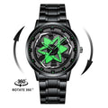 Kaleidoscope Sharingan 3D Japanese Anime Dial Rotary Dial Watch Quartz Men's Luxury Waterproof Fashion Watch Stainless Steel Band