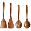 Eco-Friendly Wood Kitchenware Cooking Set with Storage Bucket - Household Spatula Spoon Salad Fork Stirring Spoon Baking Tools