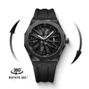 Kaleidoscope Sharingan 3D Japanese Anime Dial Rotary Dial Watch Quartz Men's Luxury Waterproof Fashion Watch Stainless Steel Band