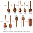 Eco-Friendly Wood Kitchenware Cooking Set with Storage Bucket - Household Spatula Spoon Salad Fork Stirring Spoon Baking Tools