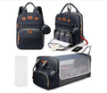 3-in-1 Diaper Bag Backpack – Foldable Baby Bed & USB Charging
