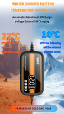 Intelligent 12V Car Battery Charger with Digital Display 2Ah-20Ah Lead Acid Repair Tool for Car SUV Motorcycle