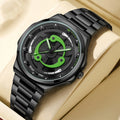 Kaleidoscope Sharingan 3D Japanese Anime Dial Rotary Dial Watch Quartz Men's Luxury Waterproof Fashion Watch Stainless Steel Band