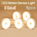 2-6 Pack USB Rechargeable LED Night Light Motion Sensor Wireless Lamp for Staircase Closet 3 Color Options - Eye-Catching Lighting