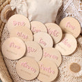 Ylsteed 12Pcs 1-12 Month Newborn Monthly Milestone Wooden Cards Dics Baby Keepsakes Newborn Photo Props