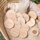 Ylsteed 12Pcs 1-12 Month Newborn Monthly Milestone Wooden Cards Dics Baby Keepsakes Newborn Photo Props