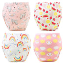 4PCS Unisex Baby Waterproof Diapers Cotton Potty Training Pants Reusable Eco-Friendly Pee Shorts for Boys & Girls 1-3 Years
