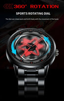 Kaleidoscope Sharingan 3D Japanese Anime Dial Rotary Dial Watch Quartz Men's Luxury Waterproof Fashion Watch Stainless Steel Band