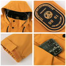 Men's Casual Windproof Jacket with Detachable Hat Solid Color Spring Autumn Versatile Coat Comfortable Knit Fabric Zip Closure