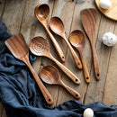 Eco-Friendly Wood Kitchenware Cooking Set with Storage Bucket - Household Spatula Spoon Salad Fork Stirring Spoon Baking Tools
