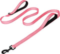 Heavy Duty Double Handle Dog Leash with Reflective Strips for Night Safety - Suitable for Large And Extra Large Breeds - Basic Polyester Blends Leash