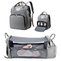 3-in-1 Diaper Bag Backpack – Foldable Baby Bed & USB Charging