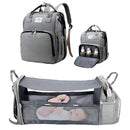 3-in-1 Diaper Bag Backpack – Foldable Baby Bed & USB Charging