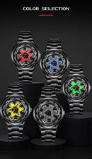 Kaleidoscope Sharingan 3D Japanese Anime Dial Rotary Dial Watch Quartz Men's Luxury Waterproof Fashion Watch Stainless Steel Band