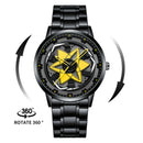 Kaleidoscope Sharingan 3D Japanese Anime Dial Rotary Dial Watch Quartz Men's Luxury Waterproof Fashion Watch Stainless Steel Band
