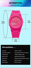 Men's Fashion Casual Sports Quartz Watch Waterproof No Digital Calendar Couple Watch with Plastic Band And Glass Dial Window