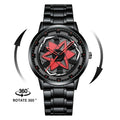 Kaleidoscope Sharingan 3D Japanese Anime Dial Rotary Dial Watch Quartz Men's Luxury Waterproof Fashion Watch Stainless Steel Band