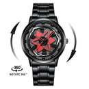 Kaleidoscope Sharingan 3D Japanese Anime Dial Rotary Dial Watch Quartz Men's Luxury Waterproof Fashion Watch Stainless Steel Band