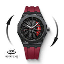 Kaleidoscope Sharingan 3D Japanese Anime Dial Rotary Dial Watch Quartz Men's Luxury Waterproof Fashion Watch Stainless Steel Band