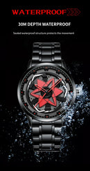 Kaleidoscope Sharingan 3D Japanese Anime Dial Rotary Dial Watch Quartz Men's Luxury Waterproof Fashion Watch Stainless Steel Band