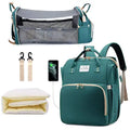 3-in-1 Diaper Bag Backpack – Foldable Baby Bed & USB Charging