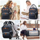 3-in-1 Diaper Bag Backpack – Foldable Baby Bed & USB Charging