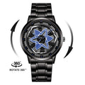 Kaleidoscope Sharingan 3D Japanese Anime Dial Rotary Dial Watch Quartz Men's Luxury Waterproof Fashion Watch Stainless Steel Band