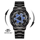 Kaleidoscope Sharingan 3D Japanese Anime Dial Rotary Dial Watch Quartz Men's Luxury Waterproof Fashion Watch Stainless Steel Band